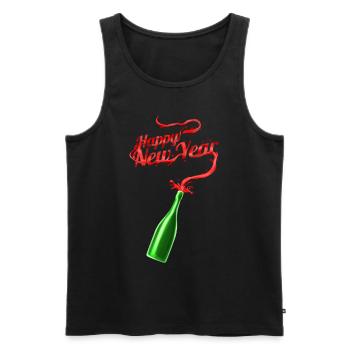 Spilling Wine Saying Happy New Year - Men's Premium Organic Tank Top - black - Front - Michal (187cm)