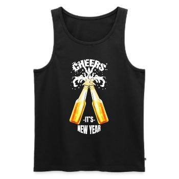 Toasting Beer Bottles CHEERS It's New Year - Men's Premium Organic Tank Top - black - Front - Michal (187cm)