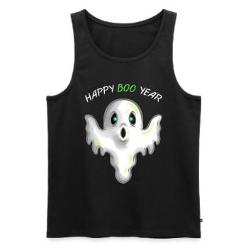 Ghost or Spirit Wishing A Happy Boo New Year - Men's Premium Organic Tank Top - black - Front - Michal (187cm)