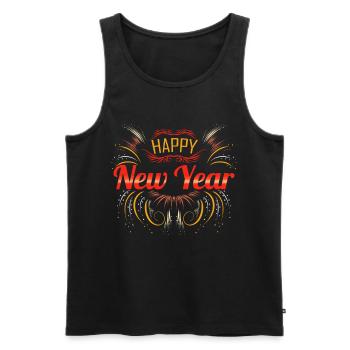 Bonne année avec des feux d’artifice de décoration - Débardeur bio Premium Homme - noir - Devant - Michal (187cm)