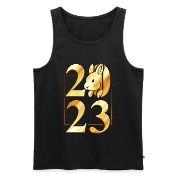 2023 - Le Nouvel An chinois du lapin - Débardeur bio Premium Homme - noir - Devant - AI Model Male 178 light (178cm)