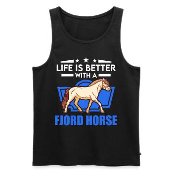Das Leben ist besser mit einem Fjordpferd - Männer Premium Bio Tank Top - Schwarz - Vorne - AI Model Male 178 light (178cm)