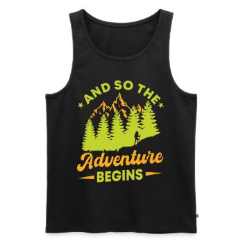 Und So Beginnt Das Abenteuer - Männer Premium Bio Tank Top - Schwarz - Vorne - Michal (187cm)