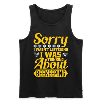 Sorry, I listened, I - Men's Premium Organic Tank Top - black - Front - Michal (187cm)