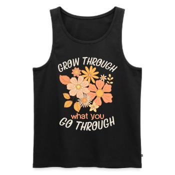 Slogan de motivation 70s Flower-Power Design - Débardeur bio Premium Homme - noir - Devant - AI Model Male 178 light (178cm)