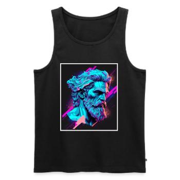 Vaporwave Mythologie grecque Dieu Neon Olympus - Débardeur bio Premium Homme - noir - Devant - Michal (187cm)