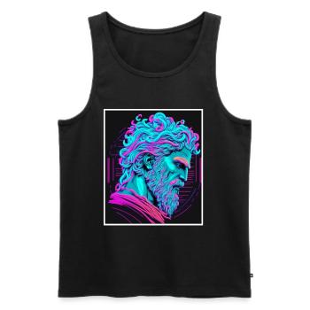 Vaporwave Mythologie grecque Dieu Neon Olympus - Débardeur bio Premium Homme - noir - Devant - Michal (187cm)
