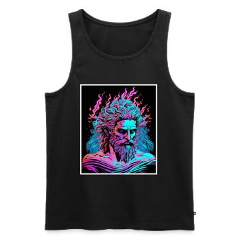 Vaporwave Mythologie grecque Dieu Neon Olympus - Débardeur bio Premium Homme - noir - Devant - Michal (187cm)