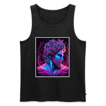 Vaporwave Mythologie grecque Dieu Neon Olympus - Débardeur bio Premium Homme - noir - Devant - Michal (187cm)