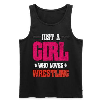 Nur ein Mädchen, das Wrestling liebt - Männer Premium Bio Tank Top - Schwarz - Vorne - AI Model Male 178 light (178cm)