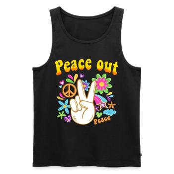 Hippie Tshirt Peace Movement Woodstock Boho Groove - Men's Premium Organic Tank Top - black - Front - Michal (187cm)