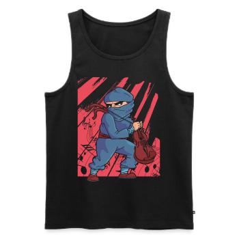 Violin Violinist Ninja Violin - Männer Premium Bio Tank Top - Schwarz - Vorne - Michal (187cm)