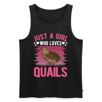 Juste une fille qui aime les cailles Cailles Quail Girl - Débardeur bio Premium Homme - noir - Devant - Michal (187cm)