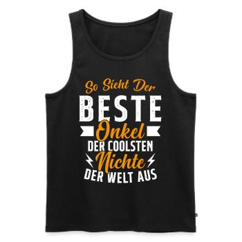 So sieht der beste Onkel der Welt aus - Männer Premium Bio Tank Top - Schwarz - Vorne - Michal (187cm)