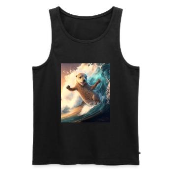 Beach Vibe Otter Cool Surfing Otter - Männer Premium Bio Tank Top - Schwarz - Vorne - Michal (187cm)