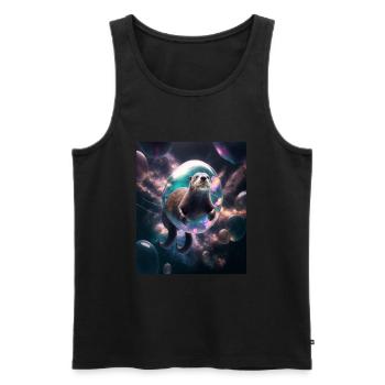 Funny Space Otters Space Otter With Planet - Männer Premium Bio Tank Top - Schwarz - Vorne - AI Model Male 178 light (178cm)