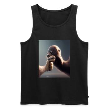 Outres Amants Mignon Loutre de mer Pet - Débardeur bio Premium Homme - noir - Devant - AI Model Male 178 light (178cm)