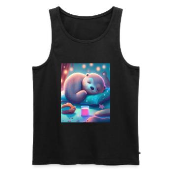 Otter Pet Owners Funny Sleepyhead Otter - Men's Premium Organic Tank Top - black - Front - AI Model Male 178 light (178cm)
