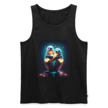 Kawaii Otter Pet Otter Couple Holding Hands - Männer Premium Bio Tank Top - Schwarz - Vorne - Michal (187cm)