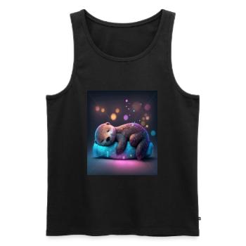 Otter Pet Owners Funny Sleepyhead Otter - Men's Premium Organic Tank Top - black - Front - AI Model Male 178 light (178cm)