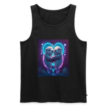 Kawaii Otter Pet Otter Couple Holding Hands - Männer Premium Bio Tank Top - Schwarz - Vorne - Michal (187cm)