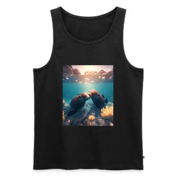 Cute Otter Lovers Sweet Sea Otter Couple - Männer Premium Bio Tank Top - Schwarz - Vorne - Michal (187cm)