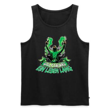 Wolfsburg ein Leben lang - Männer Premium Bio Tank Top - Schwarz - Vorne - Michal (187cm)