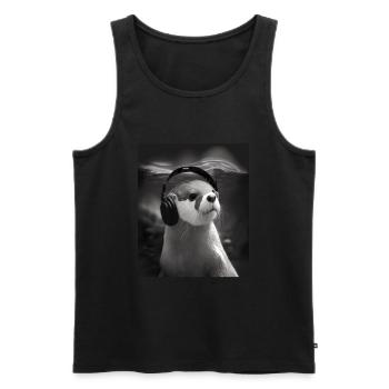 Musicien Animal Propriétaires d’animaux Otter Amateur de musique - Débardeur bio Premium Homme - noir - Devant - Michal (187cm)