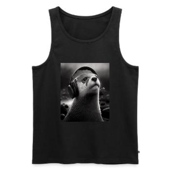 Musicien Animal Propriétaires d’animaux Loutre Amoureux de la musique - Débardeur bio Premium Homme - noir - Devant - Michal (187cm)