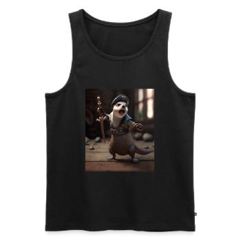 Mignon Loutre de mer Pet Dabbing Pirate Otter - Débardeur bio Premium Homme - noir - Devant - AI Model Male 178 light (178cm)