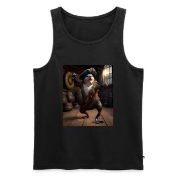 Mignon Loutre de mer Pet Dabbing Pirate Otter - Débardeur bio Premium Homme - noir - Devant - AI Model Male 178 light (178cm)