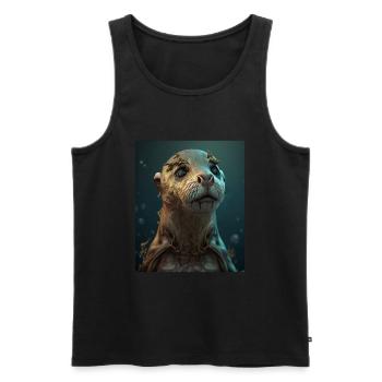 Creepy Otter Creature Spooky Zombie Otter - Men's Premium Organic Tank Top - black - Front - AI Model Male 178 light (178cm)