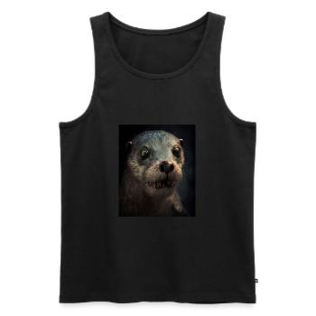 Creepy Otter Creature Spooky Zombie Otter - Men's Premium Organic Tank Top - black - Front - AI Model Male 178 light (178cm)
