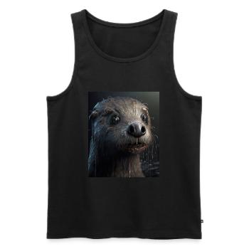 Creepy Otter Creature Spooky Zombie Otter - Men's Premium Organic Tank Top - black - Front - AI Model Male 178 light (178cm)