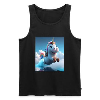 Mignon Licorne Arc-en-ciel Loutre chevauchant une licorne - Débardeur bio Premium Homme - noir - Devant - Michal (187cm)