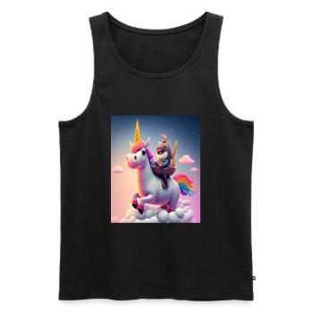Mignon Licorne Arc-en-ciel Loutre chevauchant une licorne - Débardeur bio Premium Homme - noir - Devant - Michal (187cm)