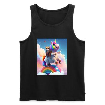 Mignon Licorne Arc-en-ciel Loutre chevauchant une licorne - Débardeur bio Premium Homme - noir - Devant - Michal (187cm)