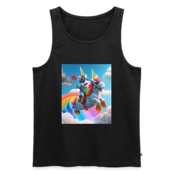 Mignon Licorne Arc-en-ciel Loutre chevauchant une licorne - Débardeur bio Premium Homme - noir - Devant - Michal (187cm)