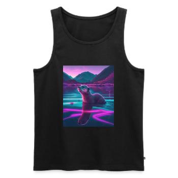 Cool Sea Otter Design Synthwave Wandering Otter - Männer Premium Bio Tank Top - Schwarz - Vorne - AI Model Male 178 light (178cm)