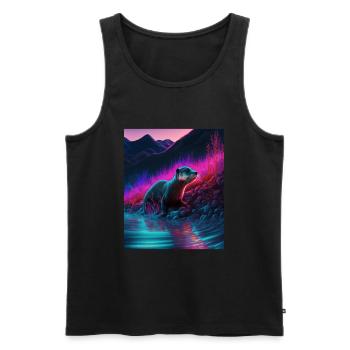 Cool Sea Otter Design Synthwave Wandering Otter - Männer Premium Bio Tank Top - Schwarz - Vorne - AI Model Male 178 light (178cm)