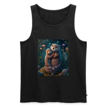 Cute Baby Otter Mother's Love Otter Baby - Männer Premium Bio Tank Top - Schwarz - Vorne - Michal (187cm)