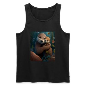 Cute Baby Otter Mother's Love Otter Baby - Männer Premium Bio Tank Top - Schwarz - Vorne - Michal (187cm)