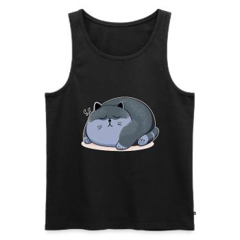 Sleeping Fat Cat Chemise de sommeil Chemise en câlin - Débardeur bio Premium Homme - noir - Devant - AI Model Male 178 light (178cm)