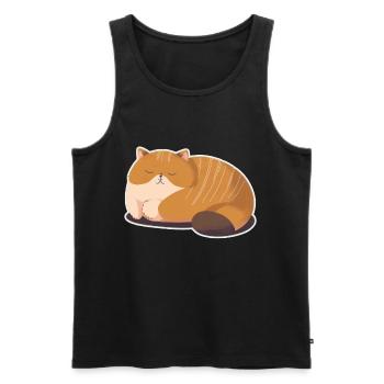 Sleeping Fat Cat Chemise de sommeil Chemise en câlin - Débardeur bio Premium Homme - noir - Devant - AI Model Male 178 light (178cm)