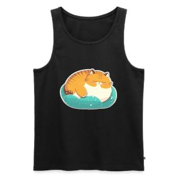 Sleeping Fat Cat Chemise de sommeil Chemise en câlin - Débardeur bio Premium Homme - noir - Devant - AI Model Male 178 light (178cm)