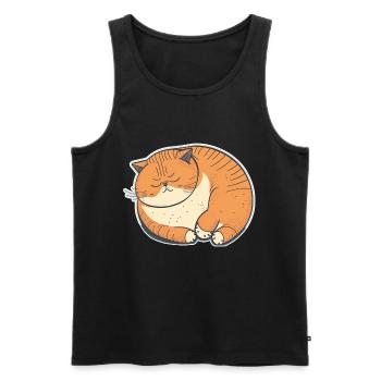 Sleeping Fat Cat Chemise de sommeil Chemise en câlin - Débardeur bio Premium Homme - noir - Devant - AI Model Male 178 light (178cm)