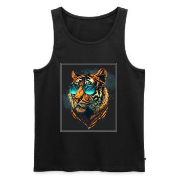 Bengalischer Tiger Katze Boss Chef Raubkatze - Männer Premium Bio Tank Top - Schwarz - Vorne - Michal (187cm)