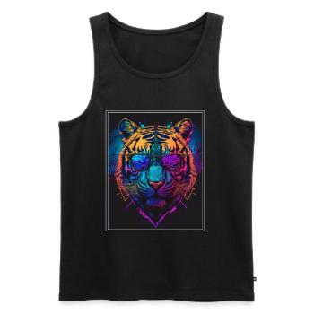 Bengalischer Tiger Katze Boss Chef Raubkatze Neon - Männer Premium Bio Tank Top - Schwarz - Vorne - AI Model Male 178 light (178cm)