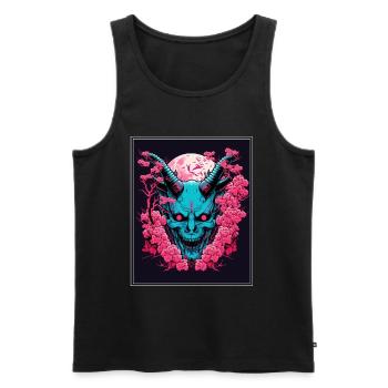 Japanisch Japan Kischblüte Dämon Abstrakt Neon - Männer Premium Bio Tank Top - Schwarz - Vorne - Michal (187cm)