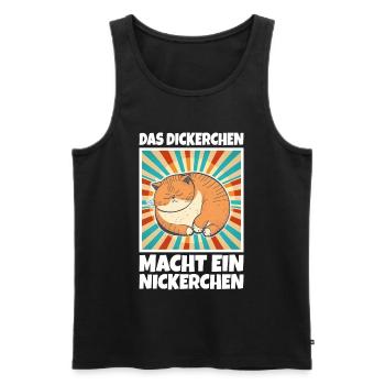 Das Dickerchen macht ein Nickerchen Katze Schlafen - Männer Premium Bio Tank Top - Schwarz - Vorne - Michal (187cm)